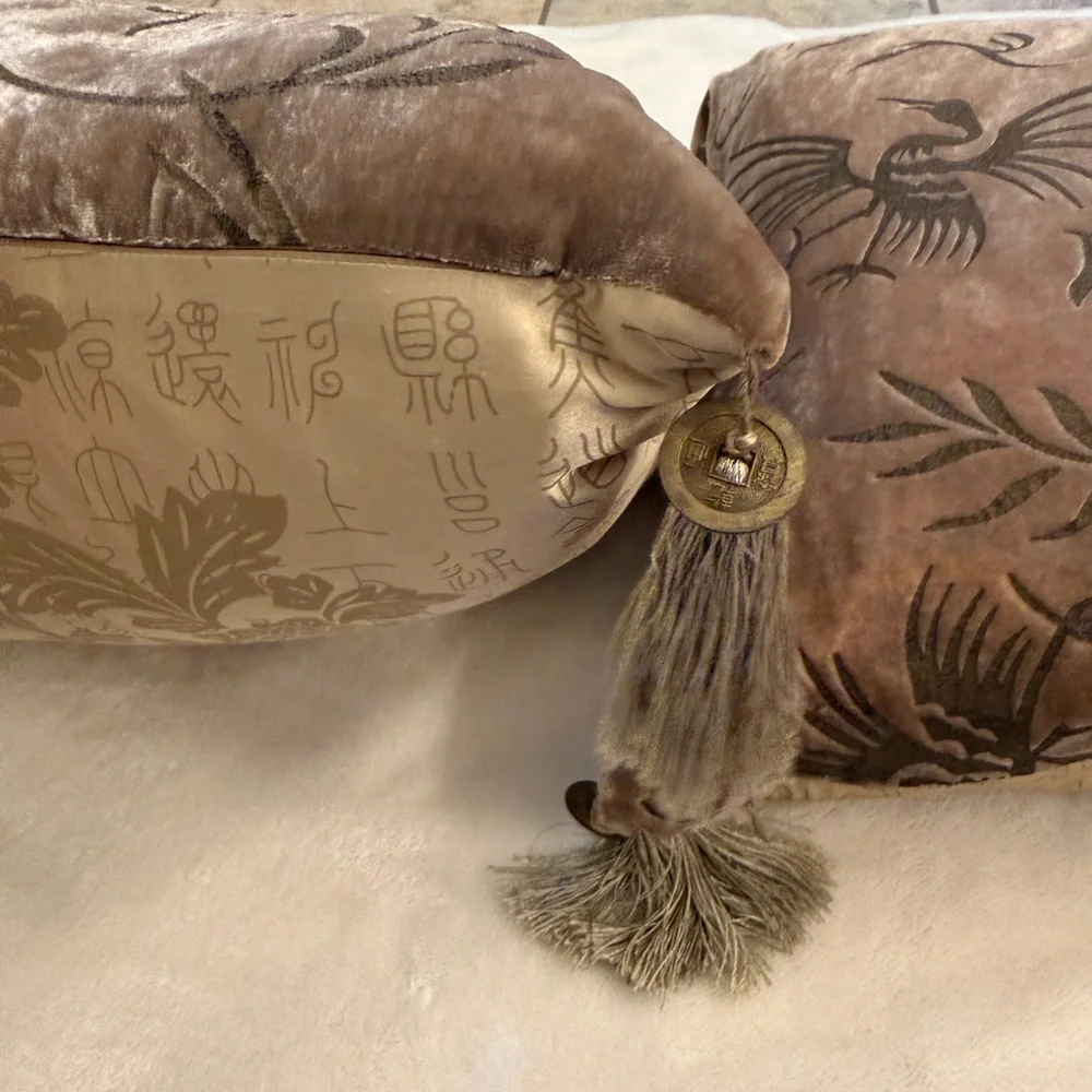 Vintage Pier 1 Imports 100% Silk & Burnout Velvet Pillow